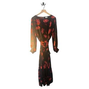 Ava & Viv Floral Maxi Dress Long Sleeve Elegant‎ Black Red Size 1X